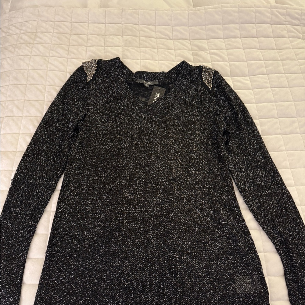 Miss Me Black Knit with Silver Threads